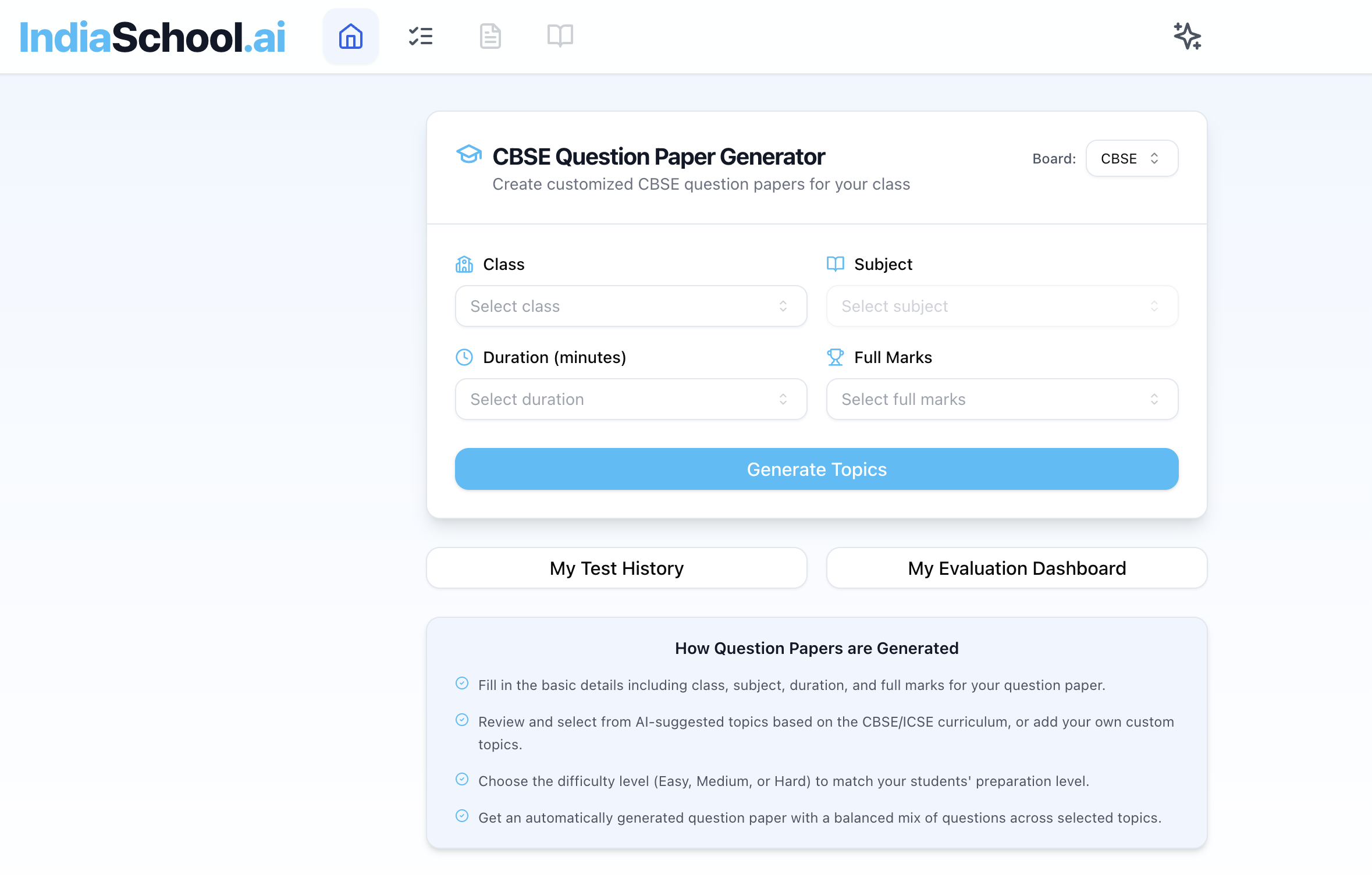 CBSE & ICSE Practice Tests - AI-powered question paper generator