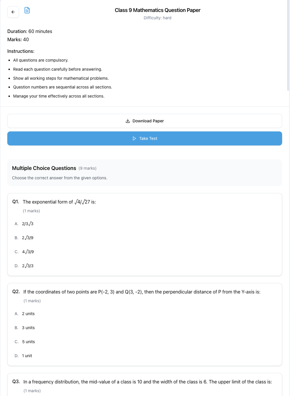 AI Question Paper Generator for CBSE & ICSE